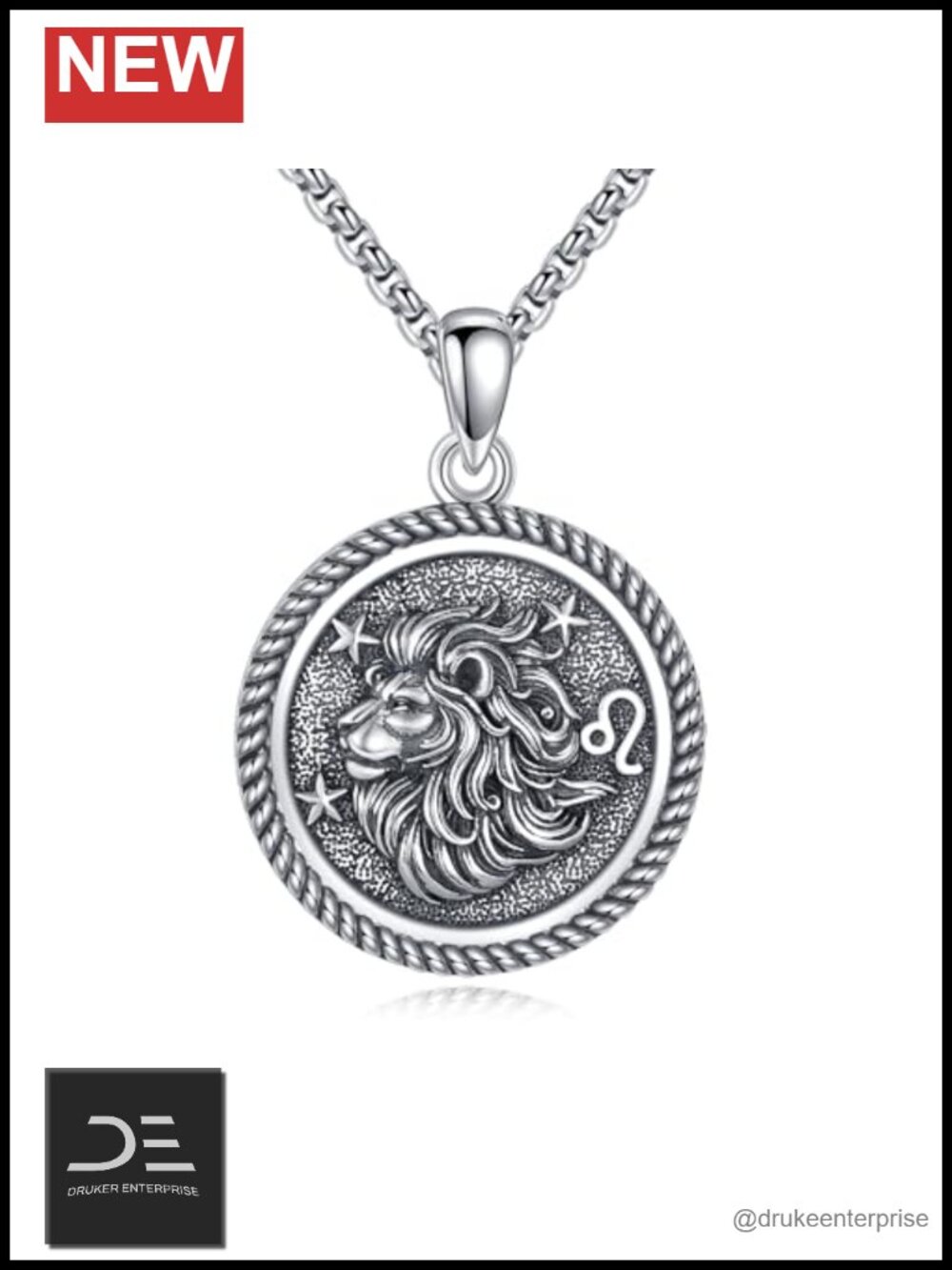 925 Sterling Silver Leo Zodiac Pendant Necklace Astrology Jewelry Gift